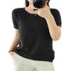 Ailaile Womens Short Sleeve Sweaters Tops Summer Thin Pullover Cotton Knit Shirt Crew Neck Lightweight Pointelle Blouse Black view 1