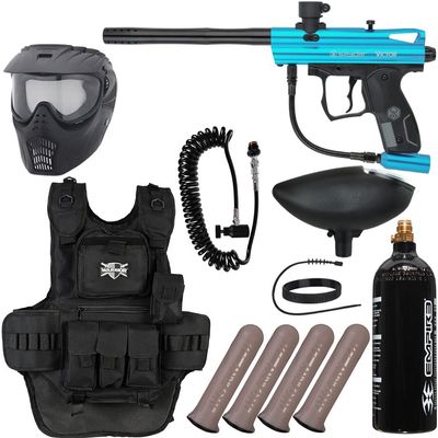Action Village Kingman Spyder Victor Heavy Gunner Paintball Gun Package Kit (Gloss Teal)