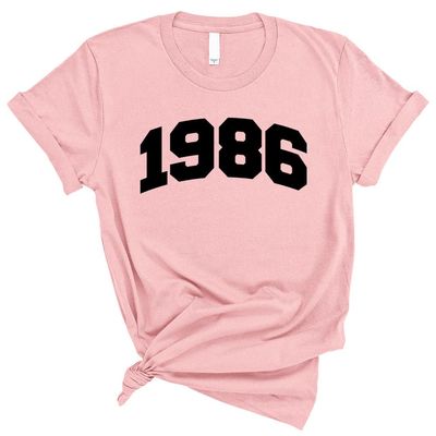 TeesAndTankYou 1986 College Style Shirt Unisex 3X-Large Pink