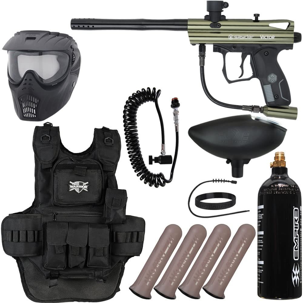 Action Village Kingman Spyder Victor Heavy Gunner Paintball Gun Package Kit (Gloss Olive)
