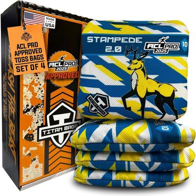 Titan Bags Stampede 2.0 Cornhole Bags - ACL PRO Approved Cornhole Bean Bags for Tournaments - Versatile & Durable Professional Cornhole Bags Ideal for Indoor/Outdoor Toss Games - Fractal (4 Pack)
