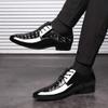 BORAMAX Men's PU Leather Lace-Up Dress Shoes Business Fashion Wedding Suit Shoes Comfortable Pointed Toe Oxford Shoes Black view 2