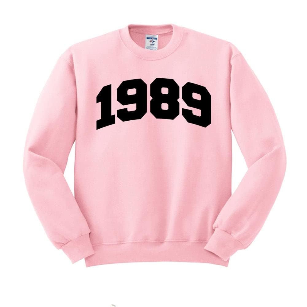 TeesAndTankYou College Style 1989 Sweatshirt Unisex 3X-Large Pink