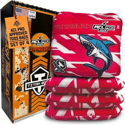 Titan Bags Thrasher Cornhole Bags - 6" x 6" ACL PRO Approved Cornhole Bean Bags for Tournaments - Versatile & Durable Regulation Cornhole Bags Ideal for Indoor/Outdoor Toss Games - Fractal (4 Pack)