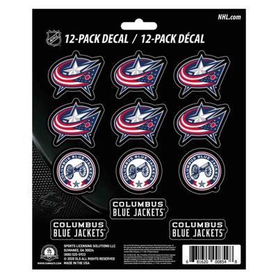 FANMATS 30788 NHL - Columbus Blue Jackets 12 Count Mini Decal Sticker Pack 5 x 6.25 in.- Great Gift for Sports Fans - Works On Hard Surfaces - for Homes, Cars, Trucks, SUVs.