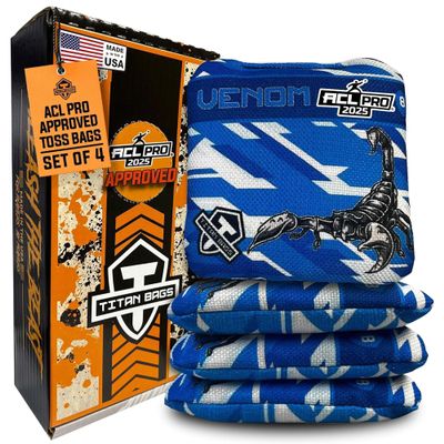 Titan Venom Cornhole Bags - ACL PRO Approved Cornhole Bean Bags for Tournaments, Versatile & Durable Regulation Size - Ideal for Indoor/Outdoor Toss Games - Fractal Striker (4 Pack)