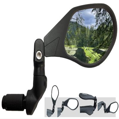 Hafny NEW Bar End Bike Mirror, HD Automotive Grade Glass Lens, Large Surface, Shatterproof, Multi-Angle Adjustable, E-Bike Mirrors (HF-M903RB-FR08) (HF-M903RS-FR08 (Right Side, Silver Glass))