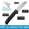 CIVIVI Chevalier Folding Pocket Knife, Button Lock EDC Knife 3.46" Stonewashed 14C28N Sheepsfoot Blade G10 Handle, Utility Knife for Hiking Camping Fishing Work Outdoor view 2