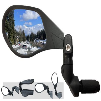 Hafny NEW Bar End Bike Mirror, HD Automotive Grade Glass Lens, Large Surface, Shatterproof, Multi-Angle Adjustable, E-Bike Mirrors (HF-M903RB-FR08) (HF-M903LB-FR08 (Left Side, Blue Glass))