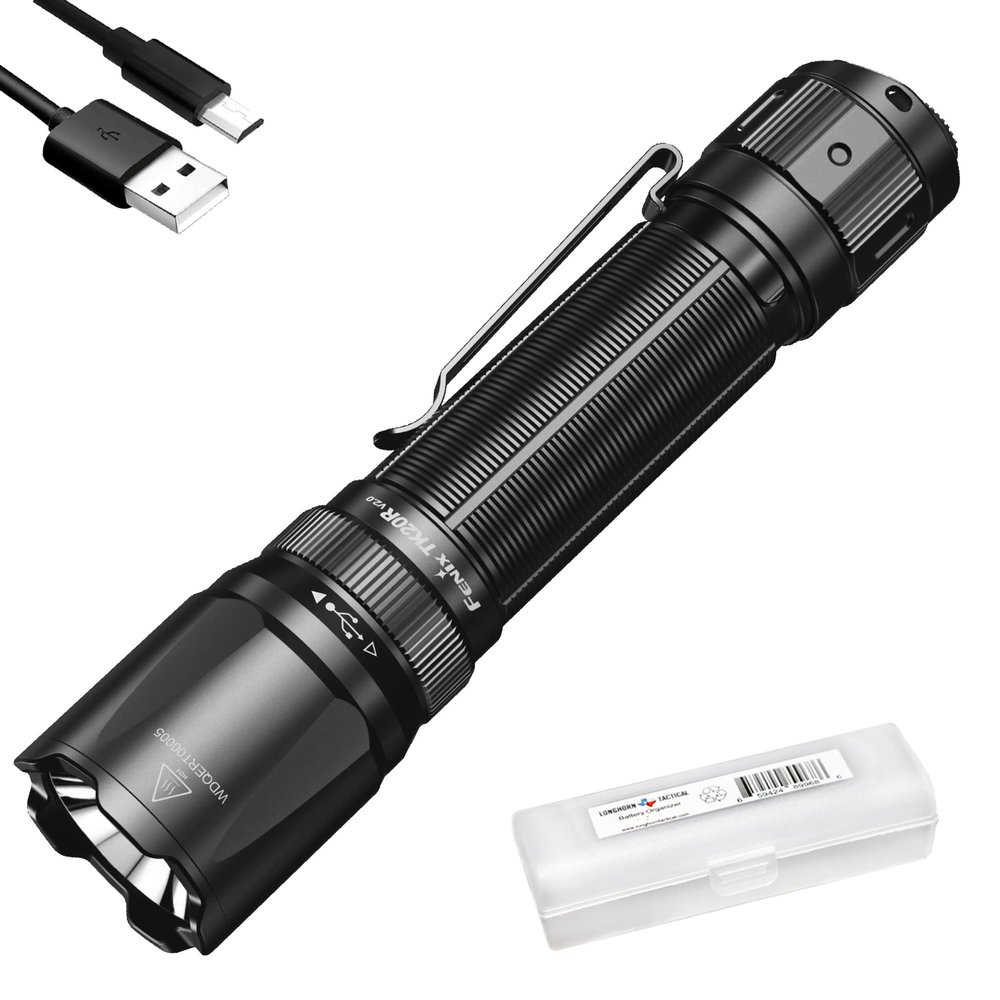 Fenix TK20R v2.0 Rechargeable Tactical Flashlight, 3000 Lumen Long Throw USB-C Tac Light, with LumenTac Organizer