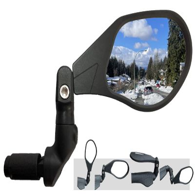 Hafny NEW Bar End Bike Mirror, HD Automotive Grade Glass Lens, Large Surface, Shatterproof, Multi-Angle Adjustable, E-Bike Mirrors (HF-M903RB-FR08) (HF-M903RB-FR08 (Right Side, Blue Glass))