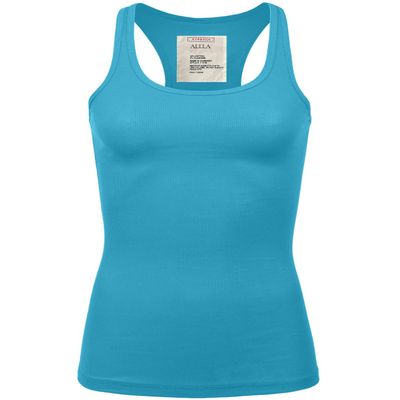 ALLLA Women's Tank top Basic Ribbed Racerback Casual Undershirts (S-3X) Ice Blue,Large