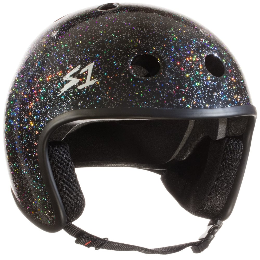 S1 Retro Lifer Helmet for Skateboarding, BMX, and Roller Skating - EPS Fusion Foam, CPSC & ASTM Certified - Black Gloss Glitter Medium (21.5")
