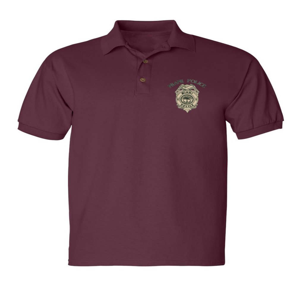 ALLNTRENDS Miami Police Polo Shirt Embroidered Policemen Law Enforcement Officer Shirt (XL, Maroon)