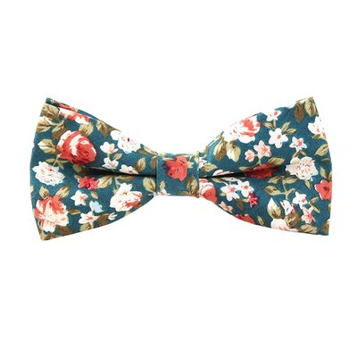 Adjustable Pre-tied Men's Cotton Floral Printing Bow Tie for Wedding Gifts (Green165)
