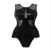 iiniim Women's Shiny Sequins Tassel Latin Jazz Dance Leotard Bodysuit Crisscross Back Lyrical Dance Costume Black Large view 4