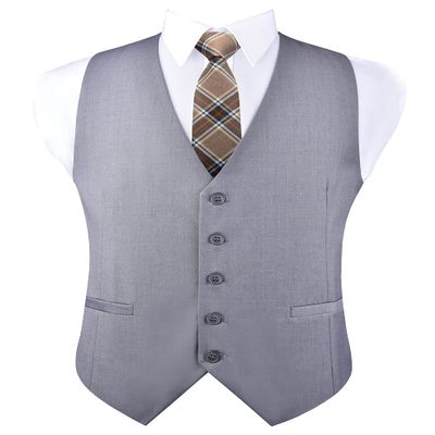 Light Grey Suit Vest Business Formal Dress Vests for Men Waistcoat Classic Slim Fit Wedding Party Vest Suit or Tuxedo with Pockets (Light Gray,XXL)