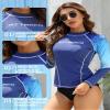 ATTRACO Women's Rash Guard Long Sleeve Shirts Sun Protection Diving Rushguard Shirt Blue XL view 4