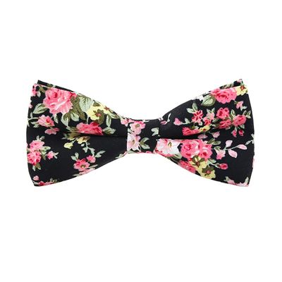 Adjustable Pre-tied Men's Cotton Floral Printing Bow Tie for Wedding Gifts (Black168)
