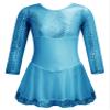 easyforever Kids Girls Sequined Long Sleeve Skirted Leotards Ballet Dance Dress Ballerina Figure Ice Skating Dress Blue 10 Years view 1