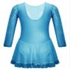 easyforever Kids Girls Sequined Long Sleeve Skirted Leotards Ballet Dance Dress Ballerina Figure Ice Skating Dress Blue 10 Years view 2