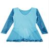 easyforever Kids Girls Sequined Long Sleeve Skirted Leotards Ballet Dance Dress Ballerina Figure Ice Skating Dress Blue 10 Years view 4