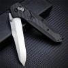 EDC Folding Pocket Knife For Men, Satin Plain Edge Reverse Tanto Blade, Black Grivory Fiberglass Super Lightweight Handle With Belt Clip, Everyday Carry Thumb Studs Manual Open view 2