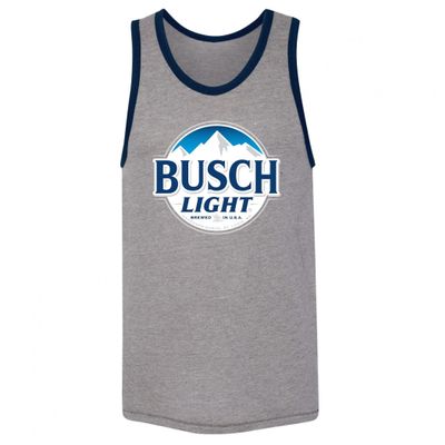 Busch Light Logo with Blue Trim Grey Tank Top (Medium)