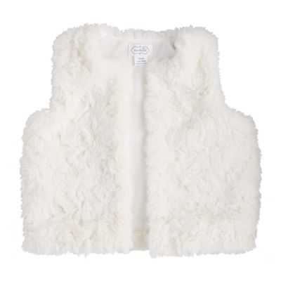 Mud Pie Baby Girls Fur Vest, Ivory, Large, 4T-5T, Ivory, Large US
