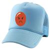 Angry Face Smiley Trucker Hat Embroidery Orange Face Summer Outdoor Cap (Sky Blue) view 1