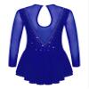 easyforever Kids Girls Ice Figure Skating Roller Skater Leotard Dress Floral Lace Long Sleeve Tutu Skirt Dancewear V Shape*Royal Blue 8 Years view 2