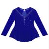 easyforever Kids Girls Ice Figure Skating Roller Skater Leotard Dress Floral Lace Long Sleeve Tutu Skirt Dancewear V Shape*Royal Blue 8 Years view 3