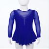 easyforever Kids Girls Ice Figure Skating Roller Skater Leotard Dress Floral Lace Long Sleeve Tutu Skirt Dancewear V Shape*Royal Blue 8 Years view 4