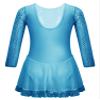 Aislor Girls Sequins Figure Ice Skating Dress Long Sleeve Skirted Leotards Ballet Dance Dress Competition Dance Costume Blue 14 Years view 2
