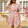 tuduoms Boho Floral Skater Dress for Women Plus Size Flutter Sleeve Scoop Neck Pleated Swing Midi Dress Aline Flowy Sundress view 2