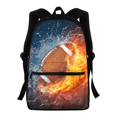 AFPANQZ Men's Backpacks Basketball Fire Print Big Capacity Schoolbags with Front Pocket Bookbag Waterproof Rucksack Multi-function Pockets School Bags for Elementary School