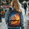 AFPANQZ Men's Backpacks Basketball Fire Print Big Capacity Schoolbags with Front Pocket Bookbag Waterproof Rucksack Multi-function Pockets School Bags for Elementary School view 4