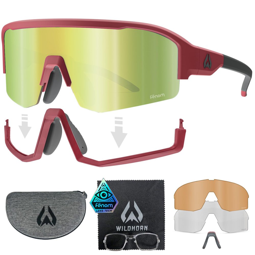 Wildhorn Radke MTB Cycling Glasses, UV400 Sports Ski Running Sunglasses for Women & Men, Baseball Glasses w/3 Swap Lenses