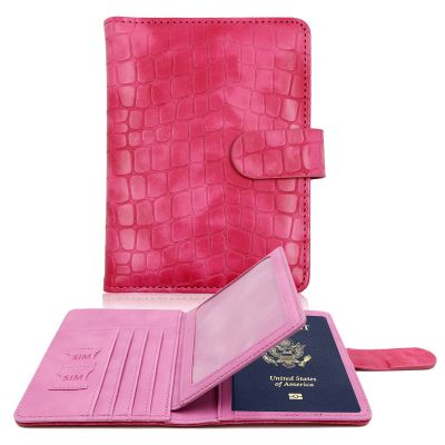 Melsbrinna Unisex Adult Travel Wallet, RFID Protected, Pink Faux Leather Passport Cover with 6 Compartments and 4 Card Slots