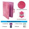 Melsbrinna Unisex Adult Travel Wallet, RFID Protected, Pink Faux Leather Passport Cover with 6 Compartments and 4 Card Slots view 4