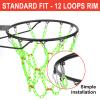 Yyiwhmy Basketball Net Replacement Heavy Duty,Resin Material, Anti-Rust Use Indoor Outdoor Standard 12-Ring Basketball Hoop Green view 2