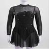 easyforever Kids Girls Long Sleeve Skirted Leotards Bodysuit Ballet Dance Dress Ballerina Figure Ice Skating Dress z01 Black 10 Years view 3