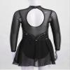 easyforever Kids Girls Long Sleeve Skirted Leotards Bodysuit Ballet Dance Dress Ballerina Figure Ice Skating Dress z01 Black 10 Years view 4