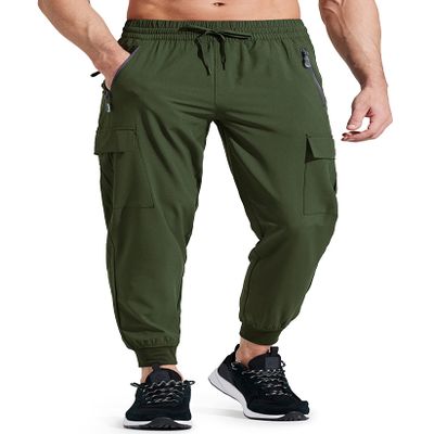 Libin Men's Lightweight Joggers Quick Dry Cargo Hiking Pants Track Running Workout Athletic Travel Golf Casual Outdoor, Green XXXL