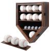 Grintus Baseball Display Case Real Glass-Solid Wood Baseball Holders for Balls and Championship Ring Display Wall Mount with Lockable Door for Autograph Balls Collection (Walnut) view 1