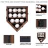 Grintus Baseball Display Case Real Glass-Solid Wood Baseball Holders for Balls and Championship Ring Display Wall Mount with Lockable Door for Autograph Balls Collection (Walnut) view 4