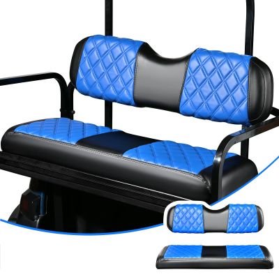 NOKINS Golf Cart Seat Covers Fit Club Car Precedent/DS/EZGO RXV/TXT/Yamaha Drive Aftermarket Standard Rear Seat Cushion, No Stapler, Multiple Colors&Breathable (Blue&Black)
