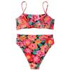MOSHENGQI Women High Waisted High Cut Bikini Push Up Bandeau Swimsuits (S, Retro Colorful Floral) view 4