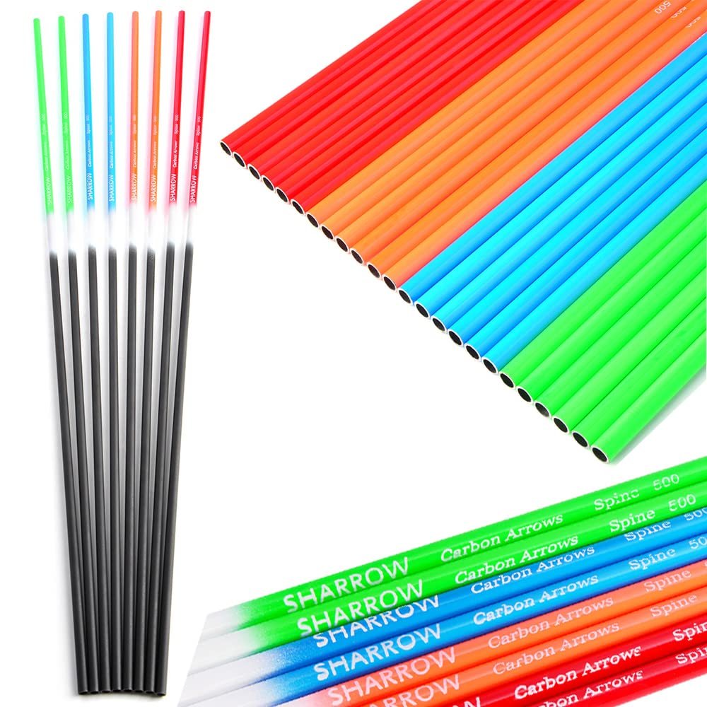 ZSHJGJR 30 Inch Archery Carbon Arrow Shafts ID 6.2mm/.244" Bare Shaft Carbon Fiber Arrow Shaft Tube 500 Spine DIY Archery Hunting Shooting Practice Arrows 6/12/24pcs (Blue, 24)