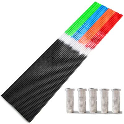 HNZMDY 30 Inch 6.2mm Archery Carbon Arrow Shafts Spine 500 Carbon Shaft Tubes with Aluminum Insert for DIY Compound Recurve Bow Shooting (24 pcs, red Shaft +Insert)